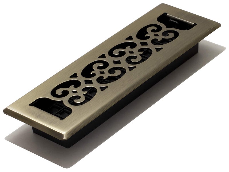 Decor Grates SPH210 Scroll Design Floor Register 2x10 Inches Antique Brass Finish