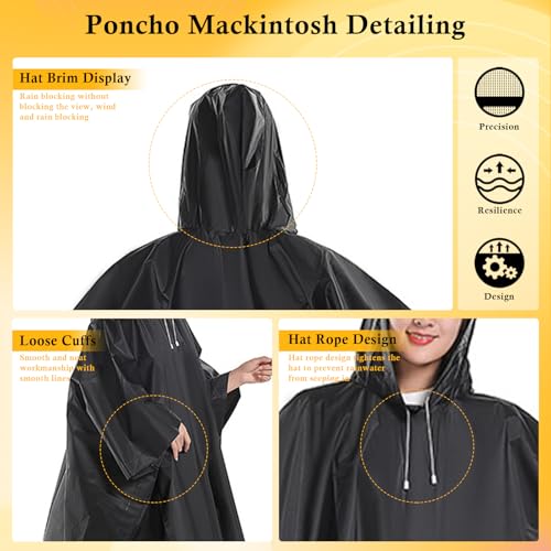 HCFGS Rain Ponchos for Adults,Reusable Waterproof EVA Raincoats with Drawstring Hood & Sleeves,Lightweight Rain Gear for Men & Women,Perfect for Camping,Hiking,Travel,Outdoor Activities - Image 4