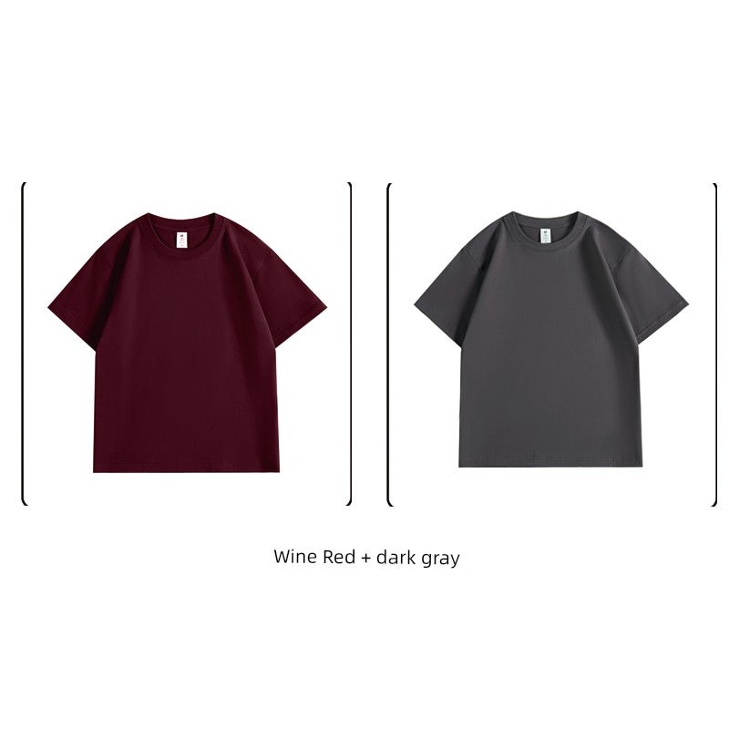 Summer 2026 new Korean version straight shoulder short-sleeved T-shirt men's top trendy round neck slim fit versatile solid color T-shirt - Image 1