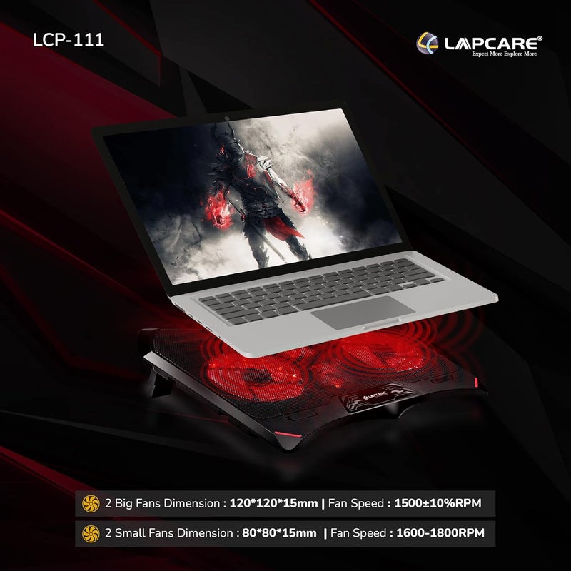 Lapcare Winner Cooling Pad with 4 Fans Laptop Stand, Black - Image 2