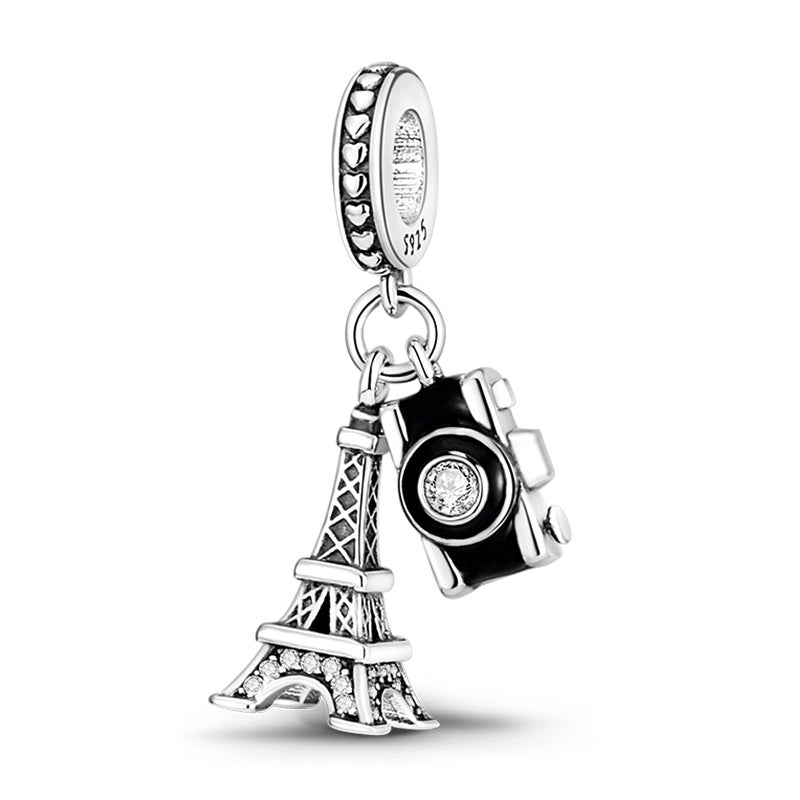 MULA 925 Sterling Silver Charms for Bracelets and Necklaces Lipstick and Bag Dangle Pendants Tower Camera Beads Jewelry Charms for Women - Image 1