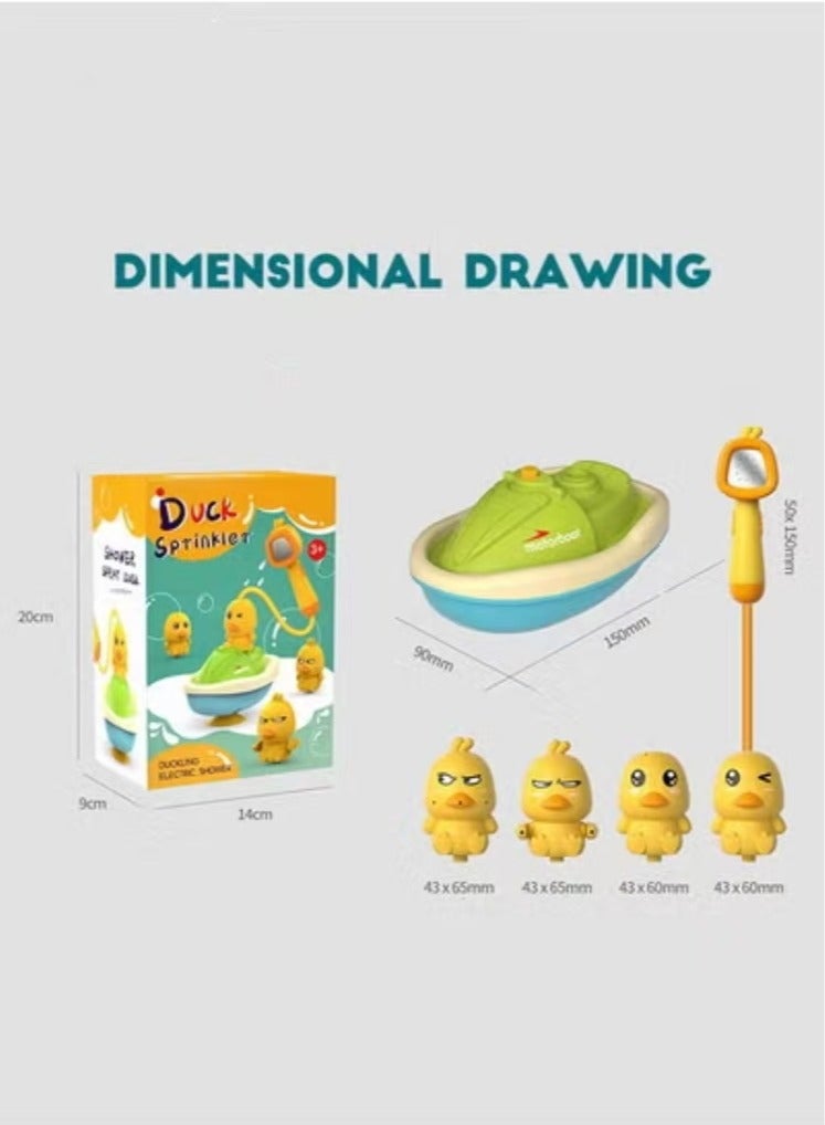 Captaintech Bath Toys for Toddlers 1-3, Water Spray Rubber Ducks Baby Bathtub Toys, Electric Shower Toy Set with Boat, Hand Spray, Hose, 4 Little Ducks, Fun Bath Toys for Kids Girls Boys - Image 3