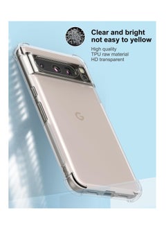 Aookay [1+2] For Google Pixel 9 Pro Clear Case with Tempered Glass Screen Protector(2pcs), Soft TPU Four Corner Bumper Airbag Anti-drop Protection, Ultra-thin Transparent Cover (Google Pixel 9 Pro)  - Image 4