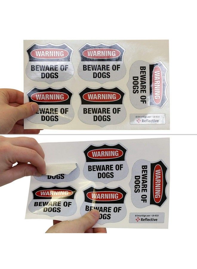 SmartSign Beware Of Dogs Warning Decals Set Of 5 Attractive Shield Shape ; Five Pack Of 2.75"X3.25" Eg Reflective Adhesive Labels Stickers - Image 4