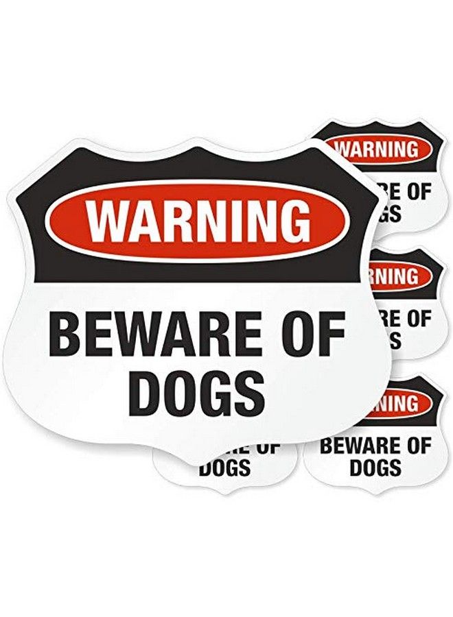SmartSign Beware Of Dogs Warning Decals Set Of 5 Attractive Shield Shape ; Five Pack Of 2.75"X3.25" Eg Reflective Adhesive Labels Stickers - Image 2