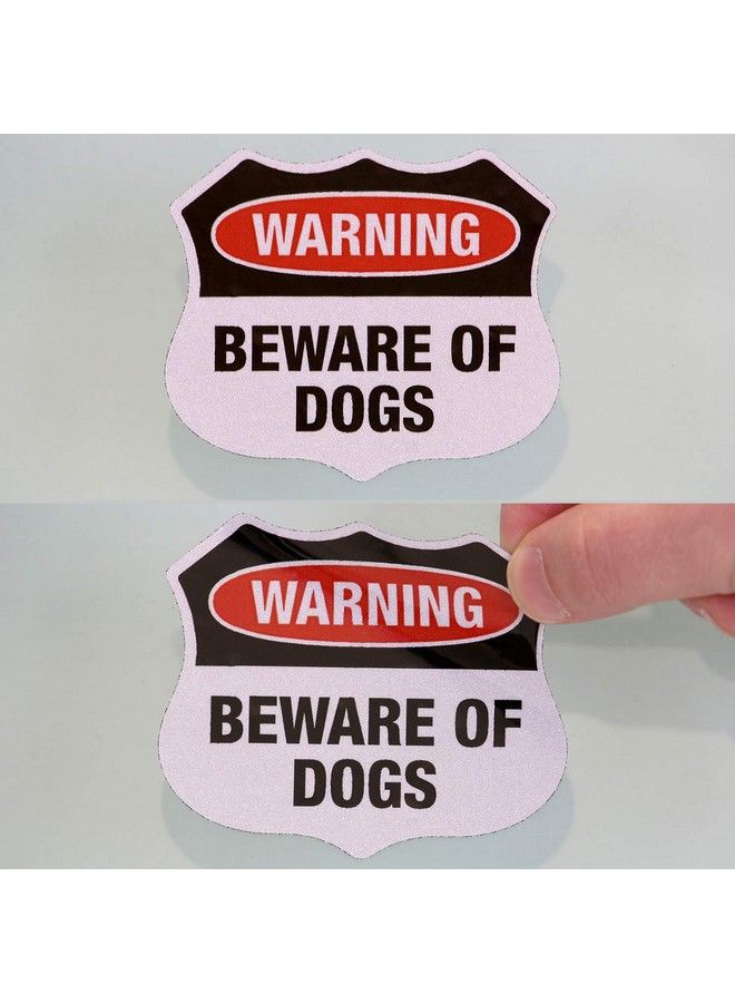 SmartSign Beware Of Dogs Warning Decals Set Of 5 Attractive Shield Shape ; Five Pack Of 2.75"X3.25" Eg Reflective Adhesive Labels Stickers - Image 5