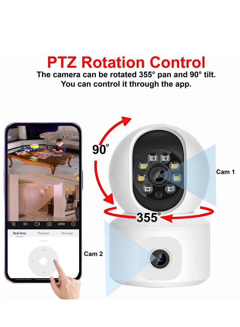 Excefore Indoor Camera, Dual Lens 2K 3MP Pet Camera, Home Security Camera, Baby Monitor, Dog Camera, blink indoor camera, Motion Detection, 2 Way Audio, Colour Night Vision, PTZ 360°, 2.4ghz  - Image 3