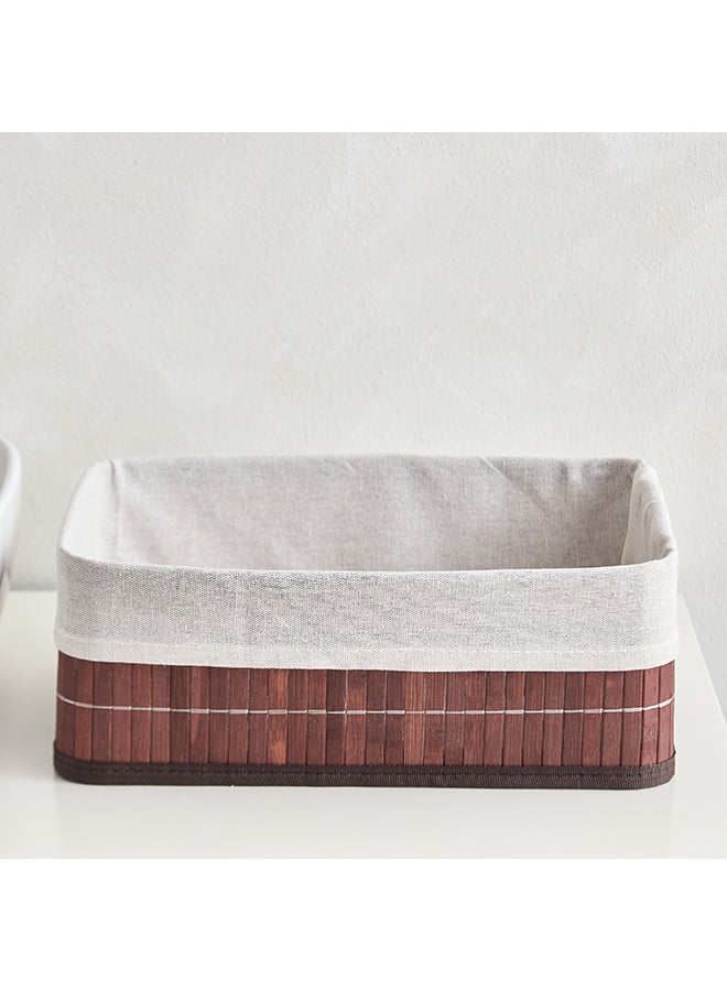 Home Box Knock Down Bamboo Collapsible Large Storage Basket 33 x 12 x 23 cm - Image 2