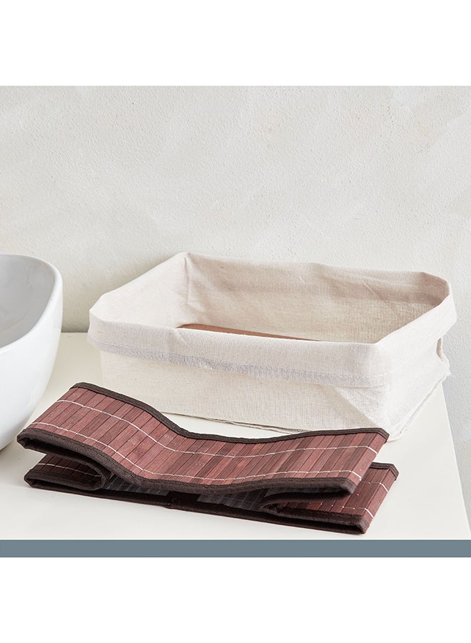 Home Box Knock Down Bamboo Collapsible Large Storage Basket 33 x 12 x 23 cm - Image 3