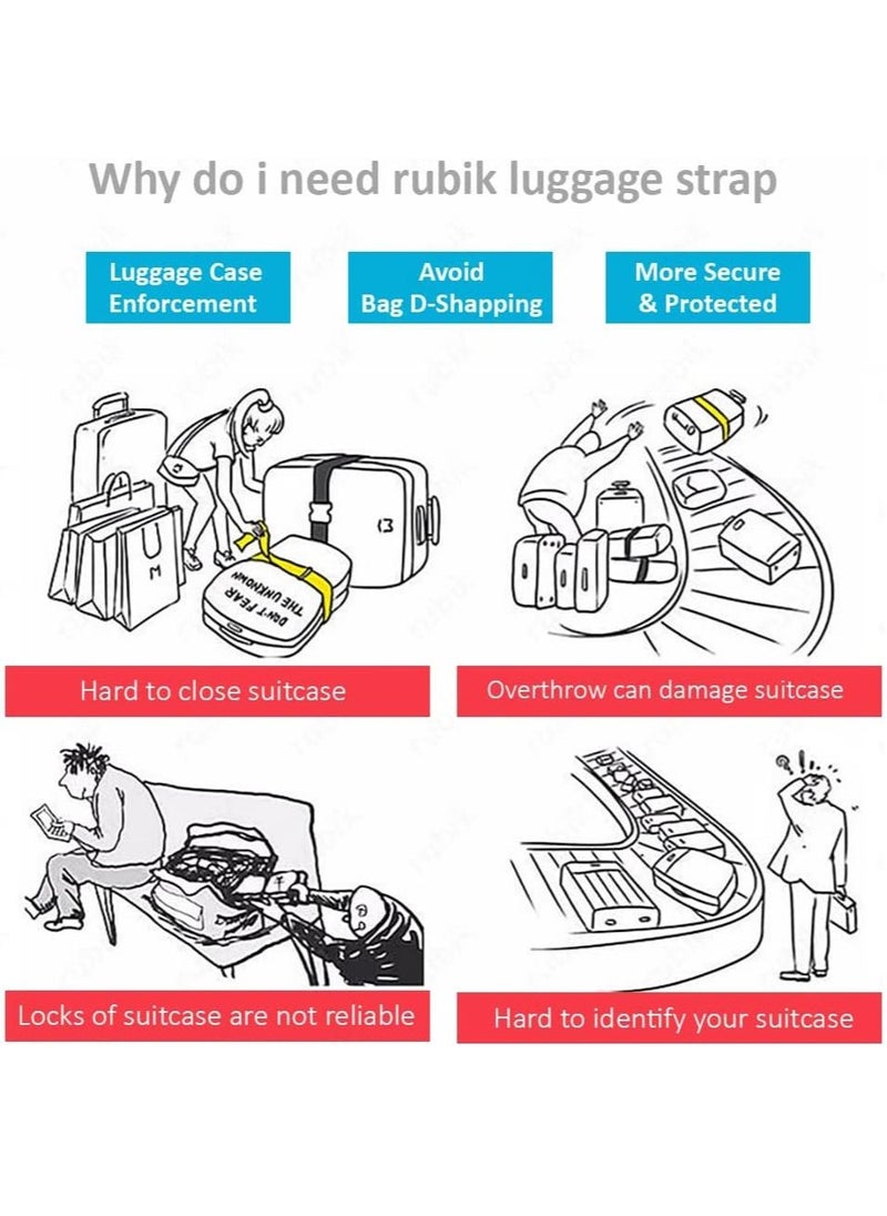 Rubik Cross Luggage Strap with Password 150 Inch Adjustable Heavy Duty Travel Packing Belt for Bag Baggage Suitcase Safety (1 Pack, Blue/Grey)  - Image 4