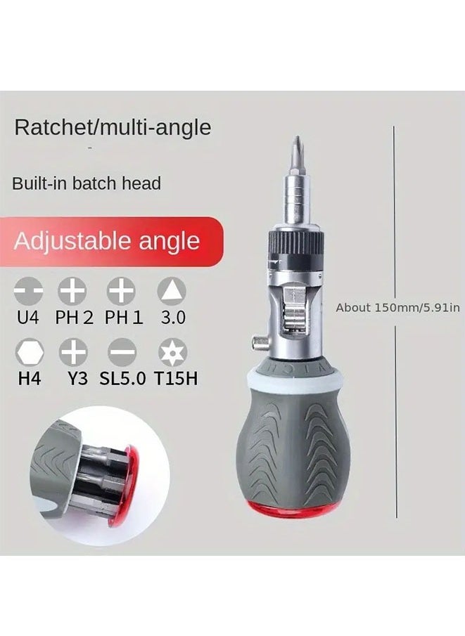 Generic 8 In 1 Ratchet Screwdriver Set, 180-degree Turning Ratchet Screwdriver With Adjustable Multi-function Screwdriver, Household Special-shaped Batch Head Screwdriver  - Image 4