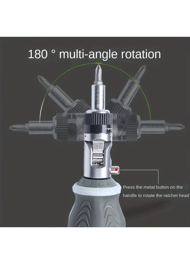Generic 8 In 1 Ratchet Screwdriver Set, 180-degree Turning Ratchet Screwdriver With Adjustable Multi-function Screwdriver, Household Special-shaped Batch Head Screwdriver  - Image 5