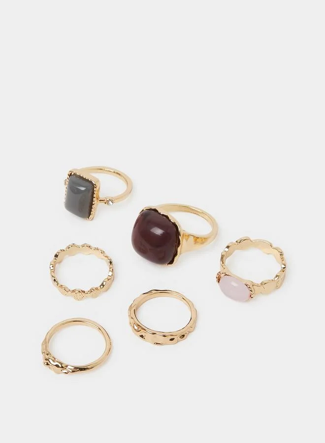 ستايلي Set of 6 - Stone Detail Rings