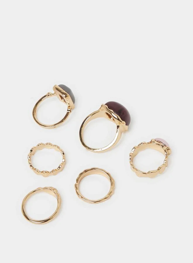 ستايلي Set of 6 - Stone Detail Rings