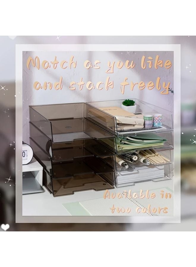 حامل الملفات العمودي رباعي الطبقات صواني شفافة ألوان قابلة للإزالة فواصل منظم سطح المكتب - Image 1