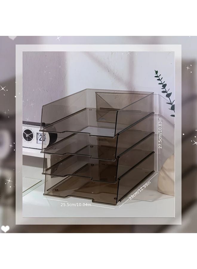 حامل الملفات العمودي رباعي الطبقات صواني شفافة ألوان قابلة للإزالة فواصل منظم سطح المكتب - Image 3