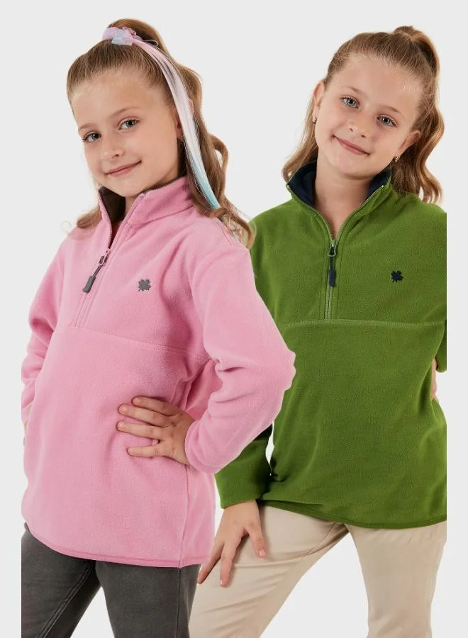 ليلا ليلا سترة قطبية للأطفال بسحاب وياقة واقفة  قطعة