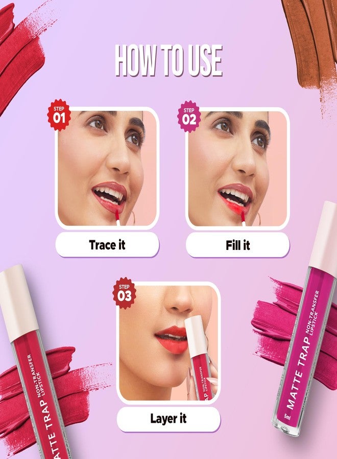 Hilary Rhoda Matte Trap Liquid Lipstick | Non-Transfer & Waterproof Lipstick | 8-Hour Long Stay | Non-Drying Formula | 5ml (Ping me up - Shade 13) - Image 5