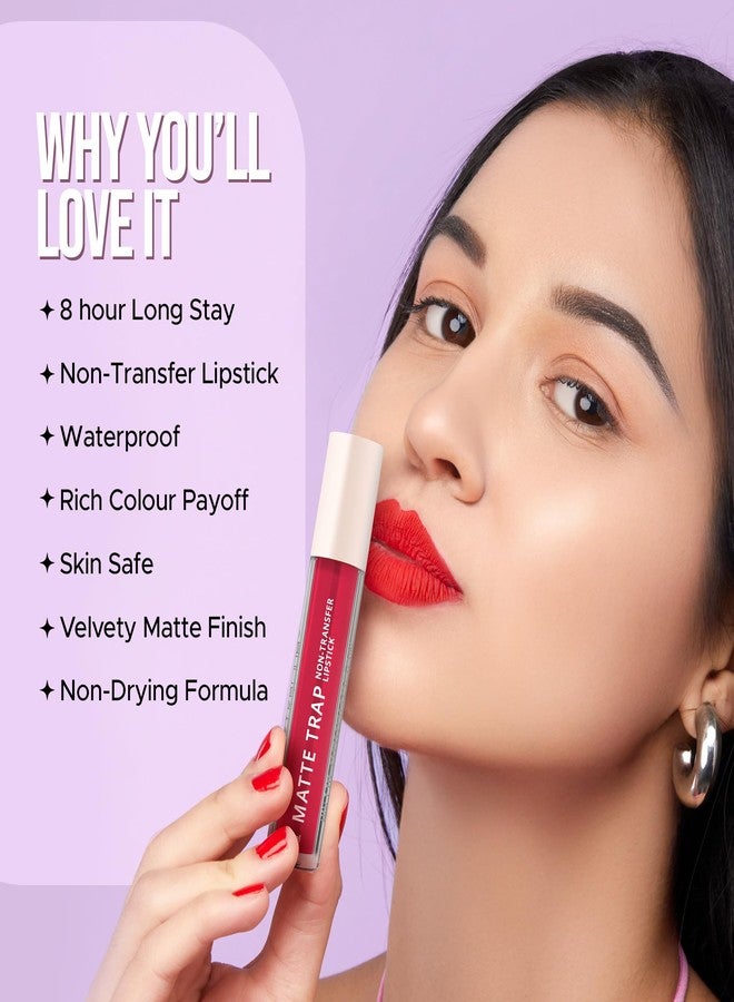 Hilary Rhoda Matte Trap Liquid Lipstick | Non-Transfer & Waterproof Lipstick | 8-Hour Long Stay | Non-Drying Formula | 5ml (Ping me up - Shade 13) - Image 4
