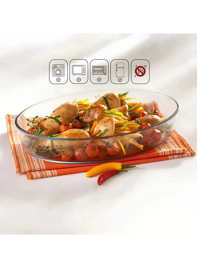Laopala Borosilicate Glass Baking Dish – Microwave & Oven Safe | Durable Oval Baking Tray | High-Quality Heat-Resistant Cookware for Baking & Roasting | Ideal for Microwave Oven Cooking & Serving | Scratch-Resistant, Easy-to-Clean Glass Tray for Everyday Use | Perfect Kitchen Essential for Baking Enthusiasts – Reliable, Stylish, & Long-Lasting Bakeware - Image 2