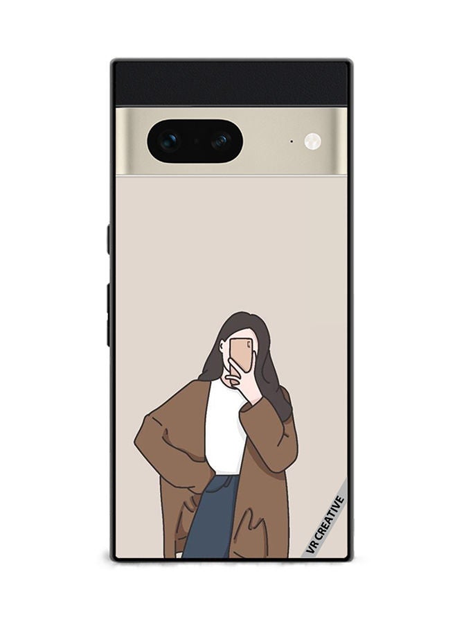 VR CREATIVE Protective Case Cover For Google Pixel 7 Minimilist Girl Design Multicolour - Image 1