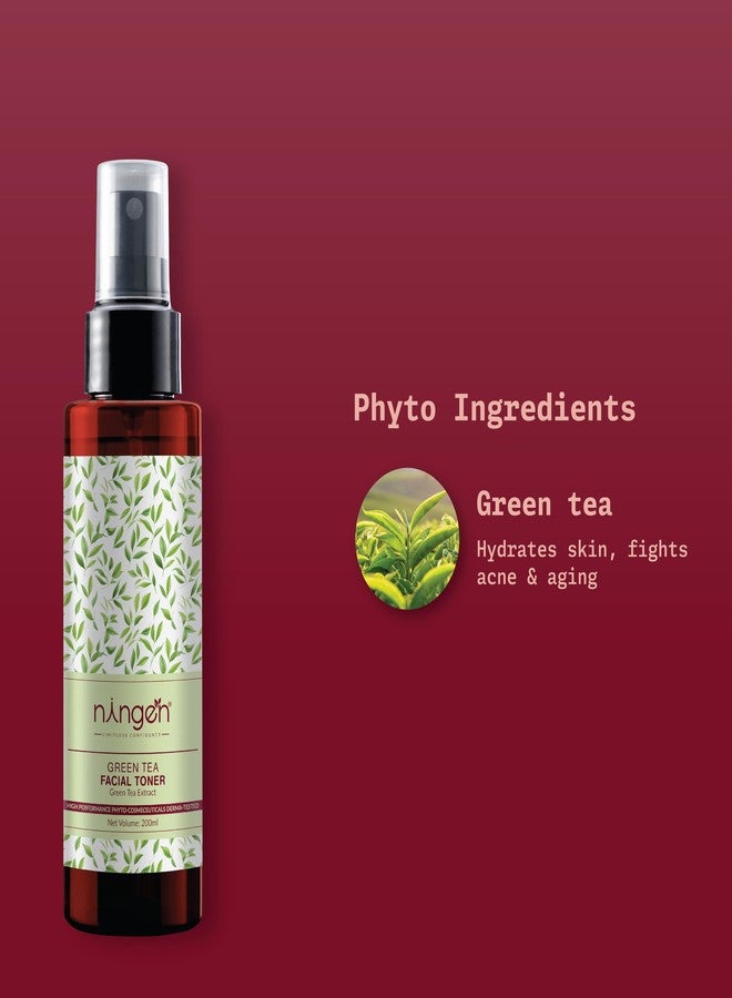 نينغن تونر الوجه بالشاي الأخضر من نينجن | غني بمستخلص الشاي الأخضر | مُختَبَر من قِبَل أطباء الجلدية، خالٍ من البارابين | يُقلل من حب الشباب والبثور | يُزيل الزيوت الزائدة والخطوط الدقيقة والتجاعيد | 200 غرام، أخضر - Image 2