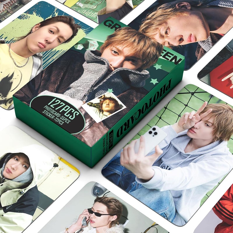PYAJUU 127pcs KPOP Photocards GREENGREEN Photo Cards 55pcs Photocards and 72pcs Mini Stickers REDRED Album Lomo Gift for Fans 2026 Greetings Cards MARTIN JAMES JUHOON SEONGHYEON KEONHO Merch (MARTIN) - Image 3