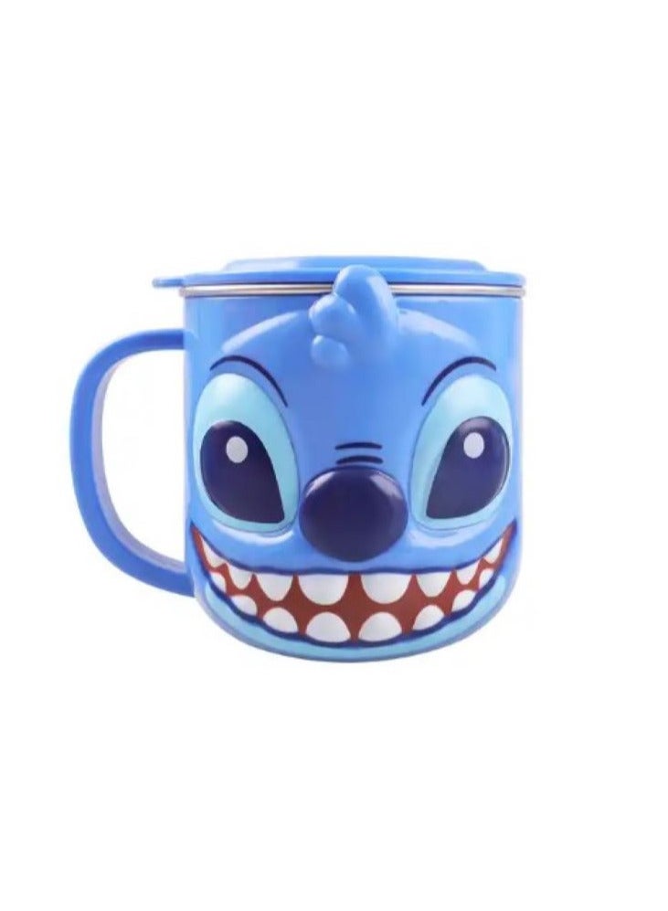 ديزني "كوب شرب أطفال ثلاثي الأبعاد من الستانلس ستيل – تصميم ستيش، 300 مل كوب حليب للأطفال" - Image 1