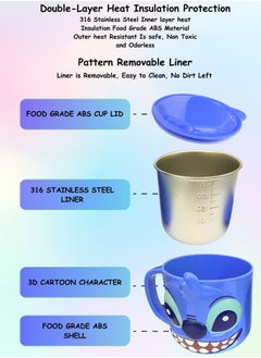 Generic 3D Cartoon Kids Stainless Steel Drink Cup – Stitch Design, 300ml Milk Cup for Children  - Image 2