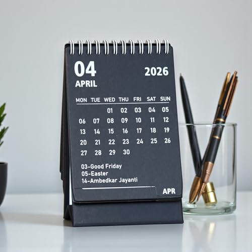 INNAXA 2026 Desk Calendar Mini Monthly Calendar 13 Months Standing Flip Calendar for Home Office Black (Black) - Image 5