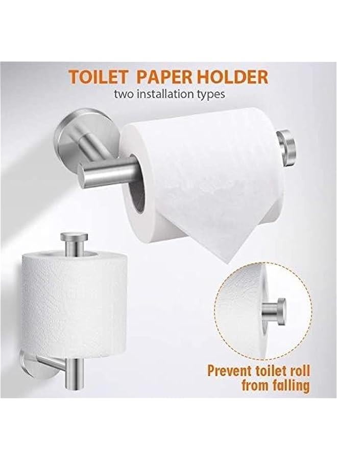 تراسل مجموعة ادوات الحمام من هوكور، 6 قطع من الستانلس ستيل بتصميم دائري يثبت على الحائط - تتضمن قضيب منشفة يد 16 انش، حلقة منشفة، حامل ورق المرحاض، 3 خطافات منشفة للرداء، مجموعة اكسسوارات الحمام (فضي) - Image 2