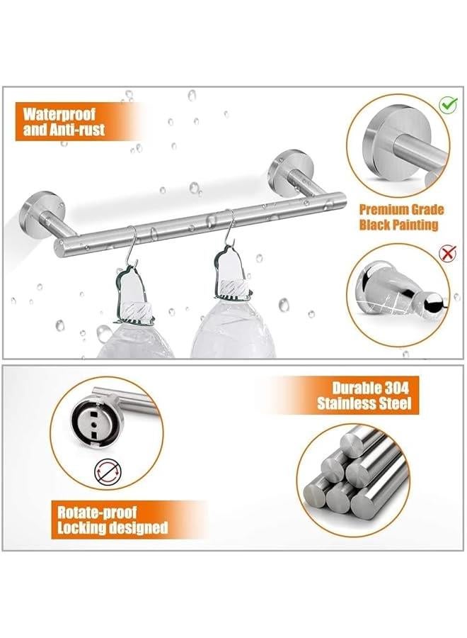 تراسل مجموعة ادوات الحمام من هوكور، 6 قطع من الستانلس ستيل بتصميم دائري يثبت على الحائط - تتضمن قضيب منشفة يد 16 انش، حلقة منشفة، حامل ورق المرحاض، 3 خطافات منشفة للرداء، مجموعة اكسسوارات الحمام (فضي) - Image 4