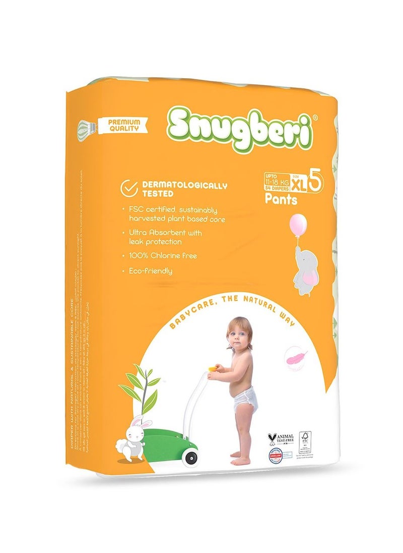 Snugberi - Premium Eco-Friendly Chlorine Free Feather Soft Printed Diapers Made Of Natural Wood Pulp With Wetness Indicator Diaper Pants Size 5 X Large 11-18Kg - Mega Pack  54'S - Image 1