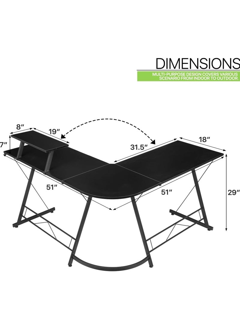 Gaming Table, Gaming Desk, Home Office Table, L-shaped Computer Desk of High Quality and Easy to Install