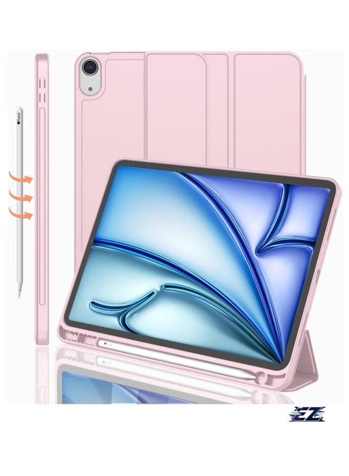 MUNTAQI iPad Air 11 Inch Case M2 2024 – iPad Air 5th/4th Generation Case 2022/2020 10.9 Inch with Pencil Holder, Trifold Stand Smart Case – Baby Pink, Stylish, Lightweight, Premium Protection - Image 1