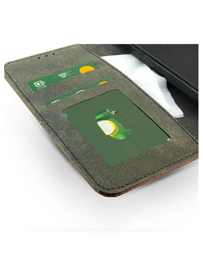 For Samsung Galaxy A55 design Flip Leather Wallet Card Slot Case .Kickstand,Strap Magnetic Closure,Included Internal Tpu Silicone Case (Black) - Image 2