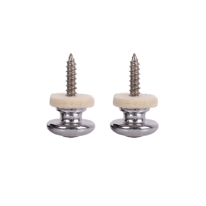 HOT SEAL 2PCS Wool Copper Guitar Strap Lock Locking Pegs Pins Mushroom Shape End Button For Acoustic Classical Electric Bass Guitar Ukulele (2 Silver) - Image 2