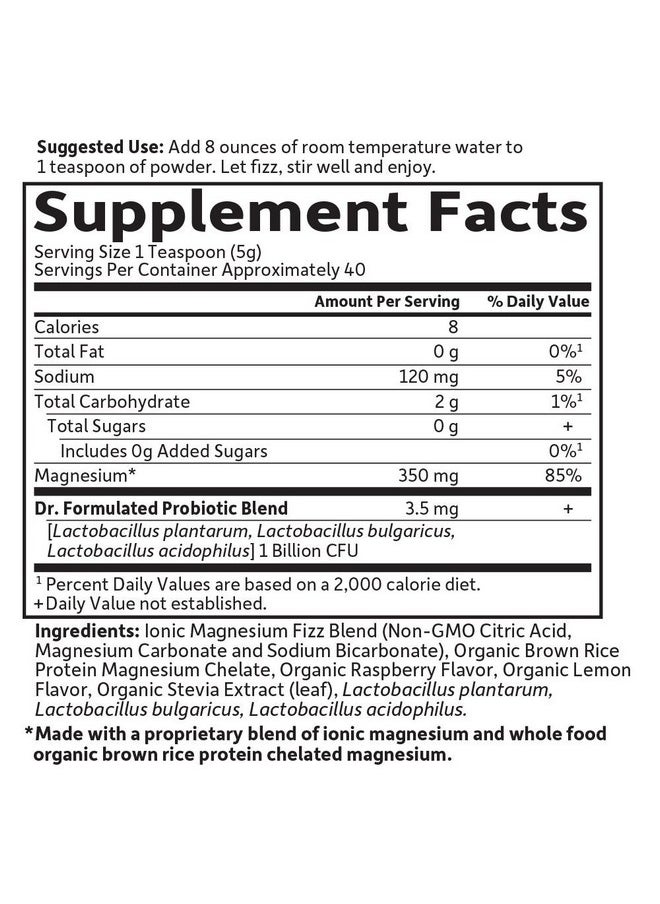 Garden of Life - Dr. Formulated Whole Food Magnesium 198.4G Powder Raspberry Lemon Chelated Nongmo Vegan Kosher Gluten & Sugar Free Supplement With Probiotics Best For Antistress Calm & Regularity - Image 1