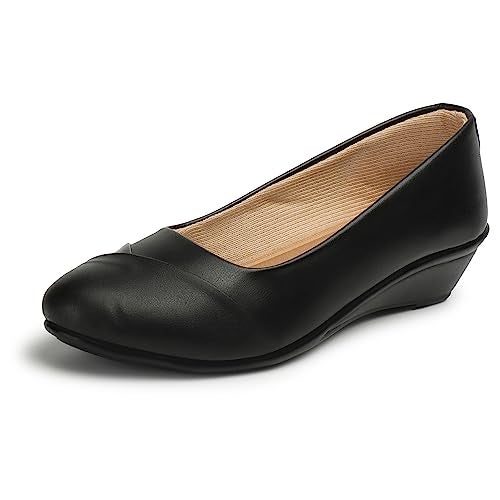 Denill Womens Matte Black Ballet Flat 5 UK - Image 1