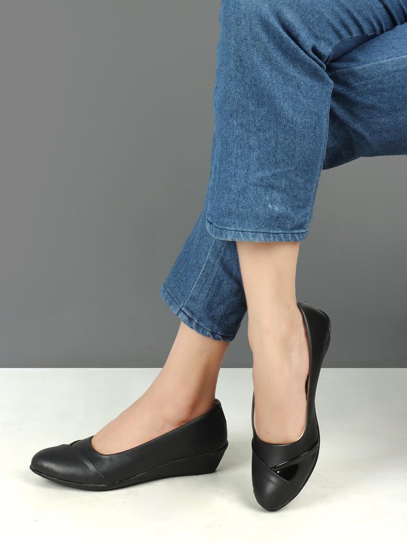 Denill Womens Matte Black Ballet Flat 5 UK - Image 5