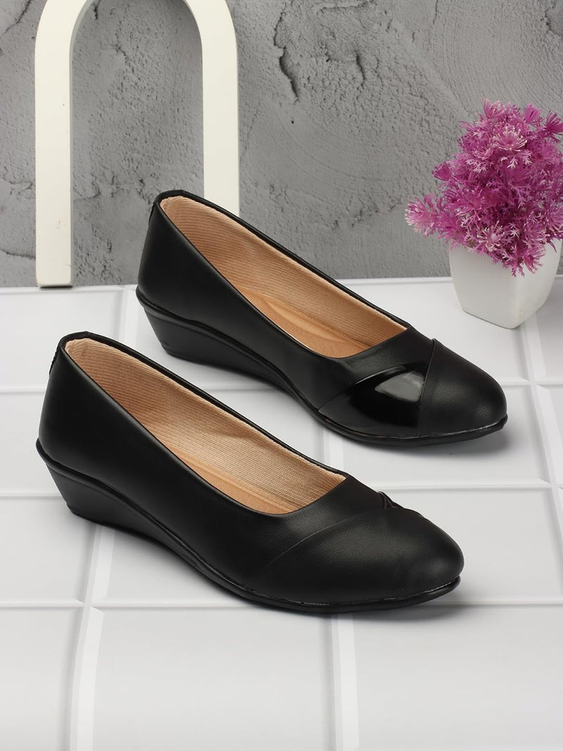 Denill Womens Matte Black Ballet Flat 5 UK - Image 3