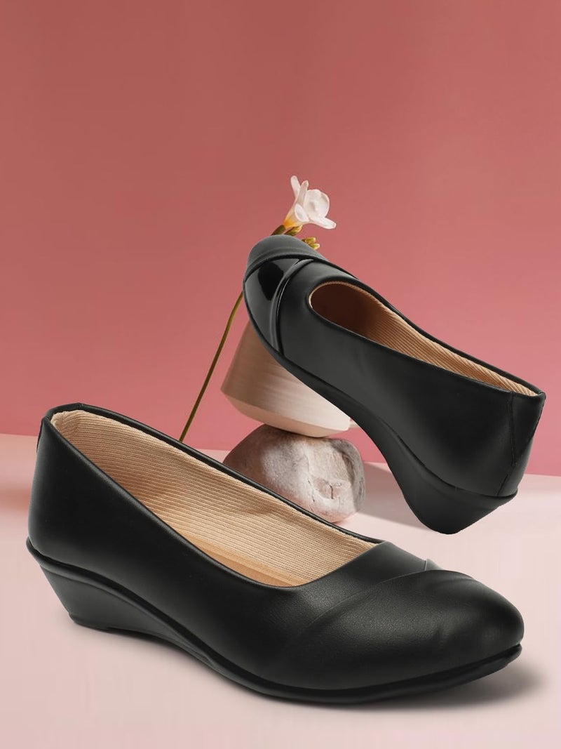 Denill Womens Matte Black Ballet Flat 5 UK - Image 2