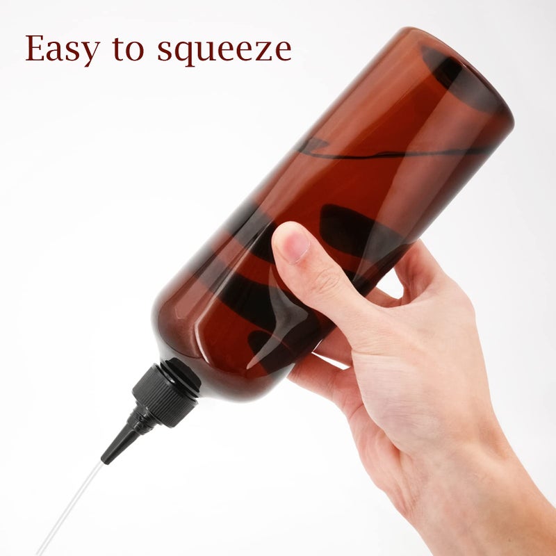 Cosywell زجاجات تطبيق كوزي ويل للشعر - عبوتان، 16 أونصة زجاجات زيت مع غطاء، بلاستيك PET، قابلة لإعادة التعبئة، بني - Image 3