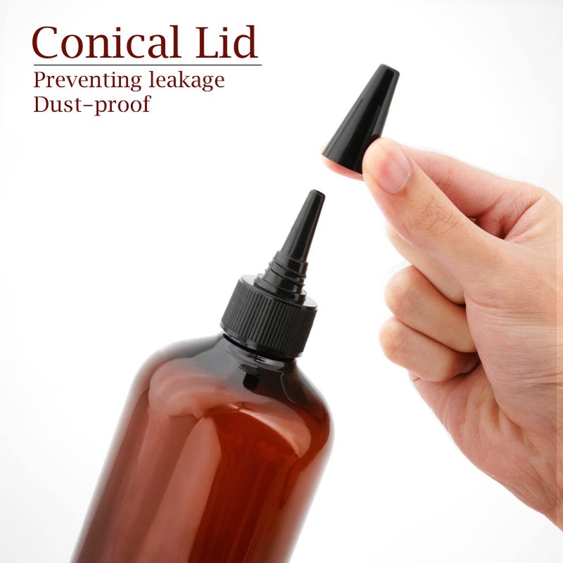 Cosywell زجاجات تطبيق كوزي ويل للشعر - عبوتان، 16 أونصة زجاجات زيت مع غطاء، بلاستيك PET، قابلة لإعادة التعبئة، بني - Image 5