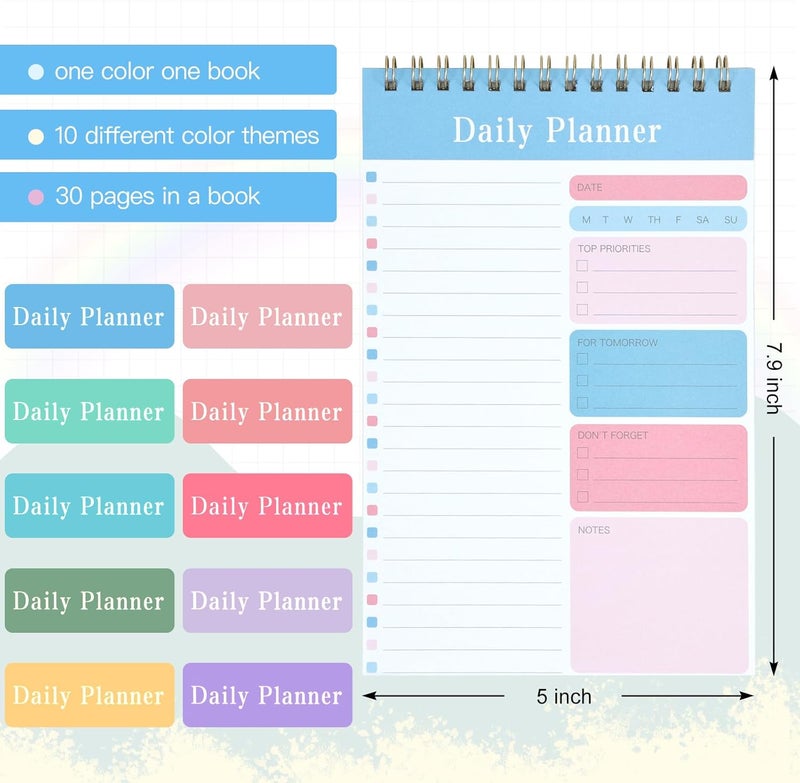 EOOUT 10 Pack To Do List Notepad 5" x 8" Daily Planner 30 Sheets for Work, Academic, Fitness Journal Workout Notebook - Image 2