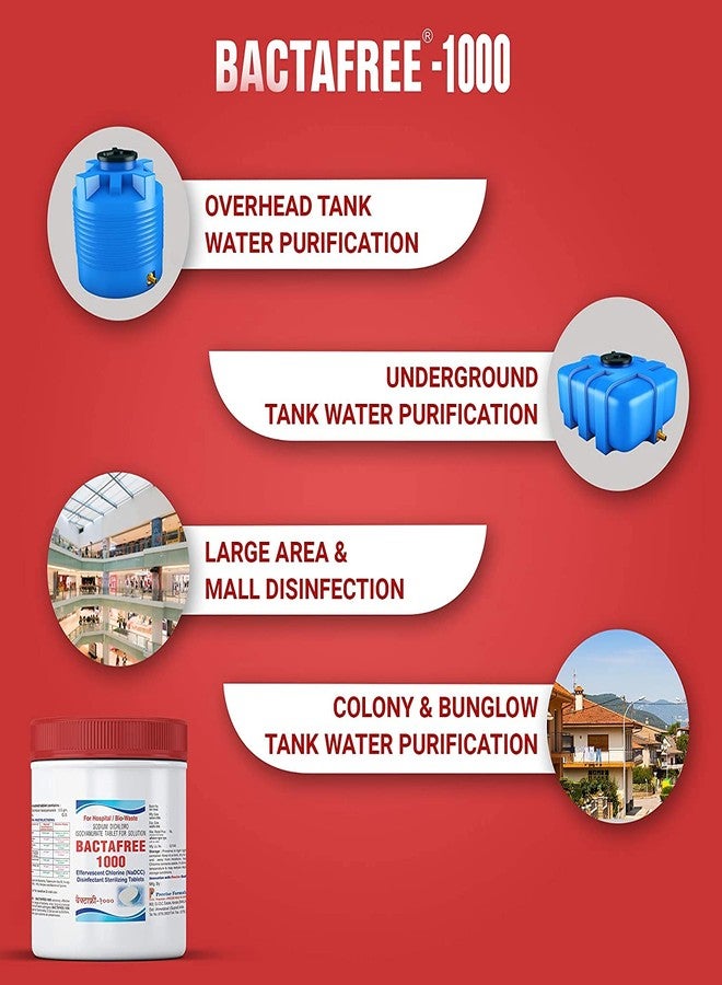 BACTAFREE Chlorine Tablets for Water Tank | Purify 1000 Litres per Tablet, 150 Tablets | Water Purification Tablet, Overhead & Underground Water Cleaning | Effervescent Disinfectant Tablets, Pack of 1 - Image 4
