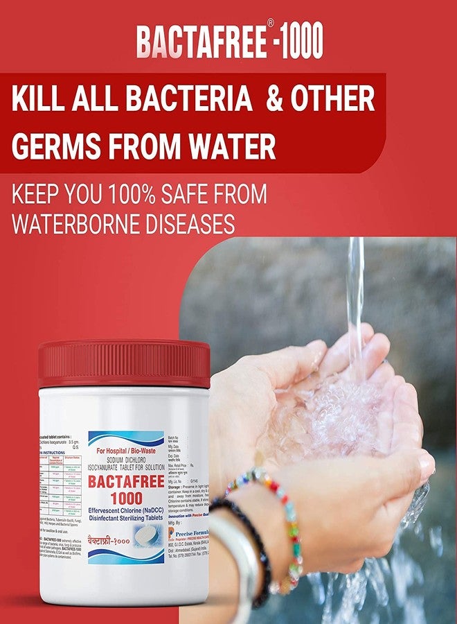 BACTAFREE Chlorine Tablets for Water Tank | Purify 1000 Litres per Tablet, 150 Tablets | Water Purification Tablet, Overhead & Underground Water Cleaning | Effervescent Disinfectant Tablets, Pack of 1 - Image 2