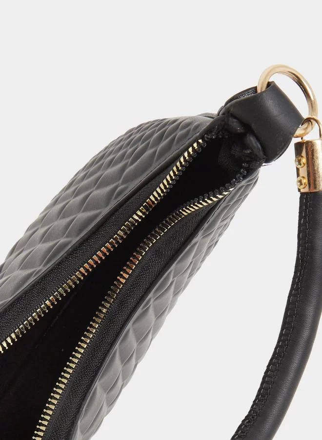 Styli Styli Textured Handbag with Zip Closure