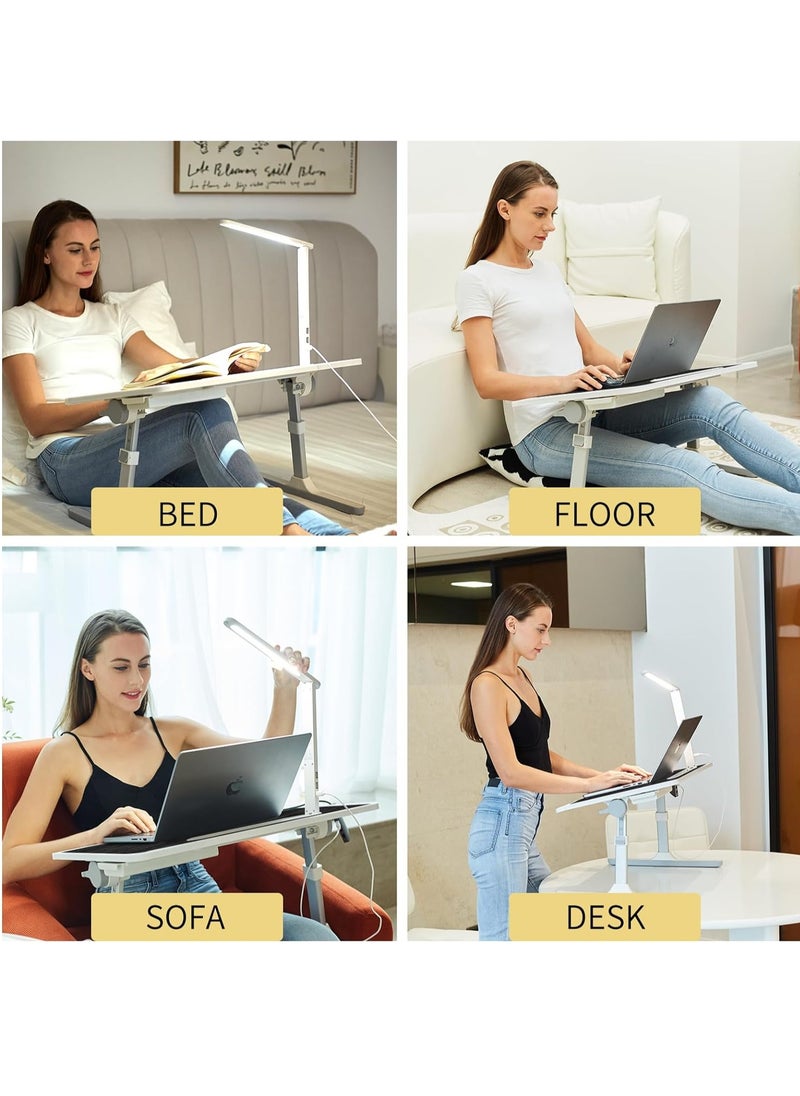 MissTiara - Bed Table Laptop Desk 60X40cm Laptop Tray Multi-purpose Premium laptop table With 3 Light Modes Height adjustable, Drawer, Tablet slot, for Breakfast, Work, Study, Drawing Grey - Image 1