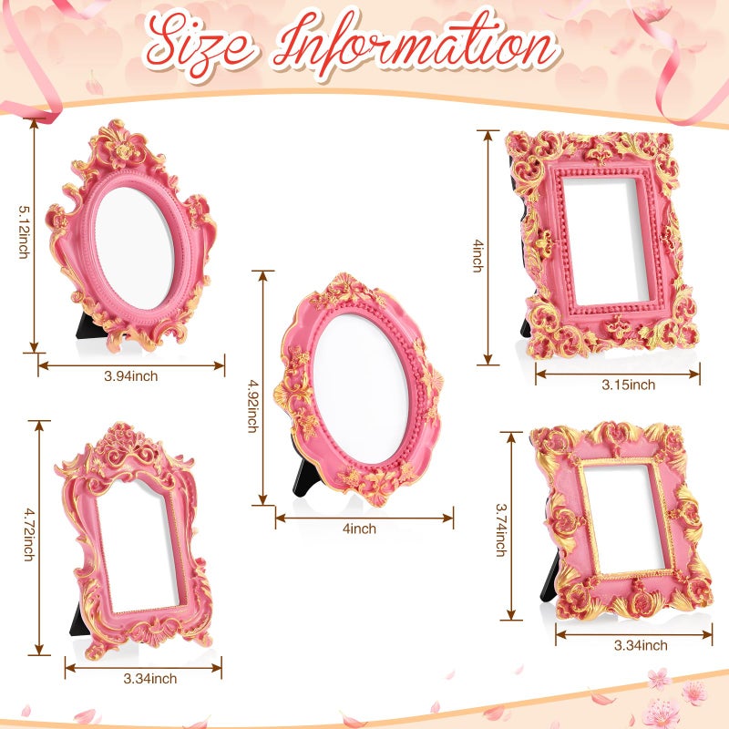 مايتيز Maitys 5 PCS Mini Picture Frames Vintage Tiny Frames عتيقة إطار صورة عتيقة الراتنجات المزخرفة - Image 3